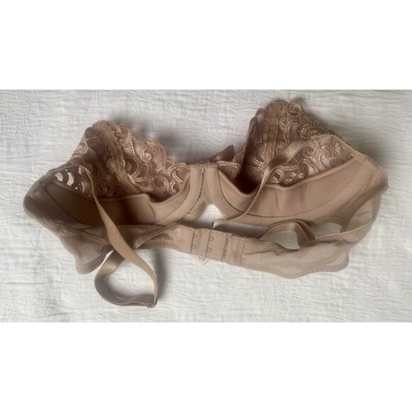 Victorias Secret Balconette Embroidered Lace Mesh Bra Nude Beige Underwire -34B - Picture 4 of 5